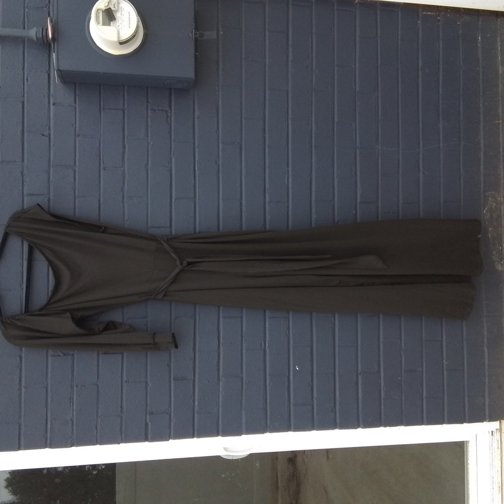 "No Brand" Black XL nylon half shoulder belted jumpsuit